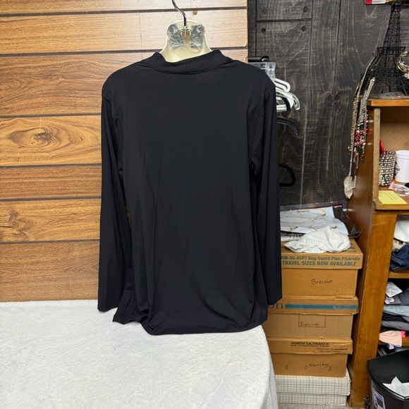 Liz Claiborne size medium NWT Black Relaxed Tunic Top long sleeve - Picture 6 of 7